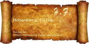 Hohenberg Fülöp névjegykártya